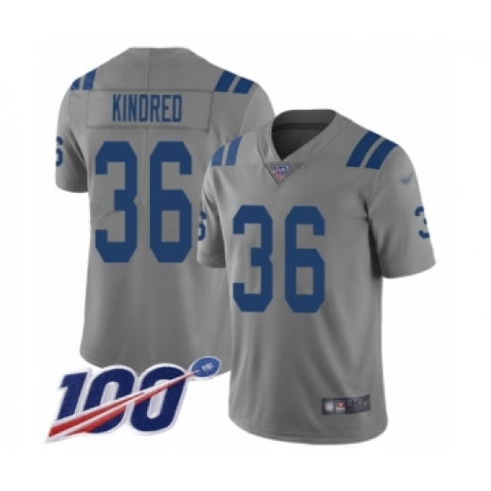 Youth Indianapolis Colts #36 Derrick Kindred Limited Gray Inverted Legend 100th Season Football Jersey - Ujersey
