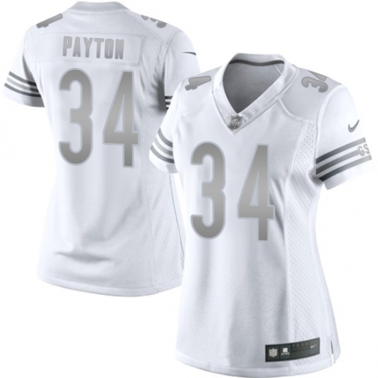 Women's Nike Chicago Bears #34 Walter Payton Limited White Platinum NFL Jersey - Ujersey