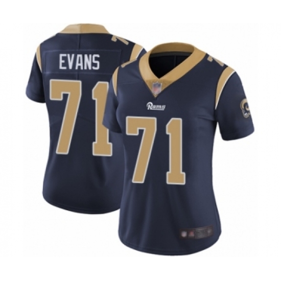 Women's Los Angeles Rams #71 Bobby Evans Navy Blue Team Color Vapor Untouchable Limited Player Football Jersey - Ujersey