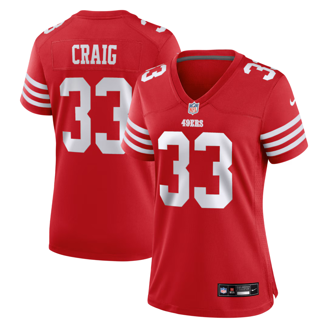 Women's San Francisco 49ers Roger Craig Nike Scarlet Team Retired Game Jersey