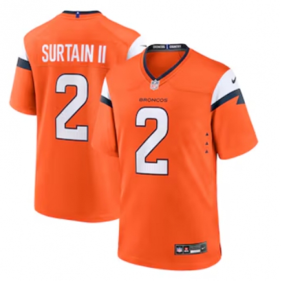 Men's Denver Broncos #2 Patrick Surtain II Nike Orange Game Jersey - Ujersey