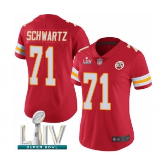 Women's Kansas City Chiefs #71 Mitchell Schwartz Red Team Color Vapor Untouchable Limited Player Super Bowl LIV Bound Football Jersey - Ujersey