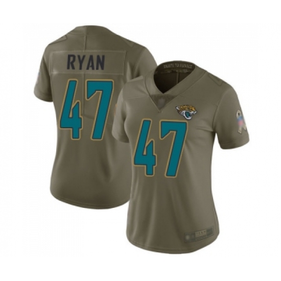 Women's Jacksonville Jaguars #47 Jake Ryan Limited Olive 2017 Salute to Service Football Jersey - Ujersey
