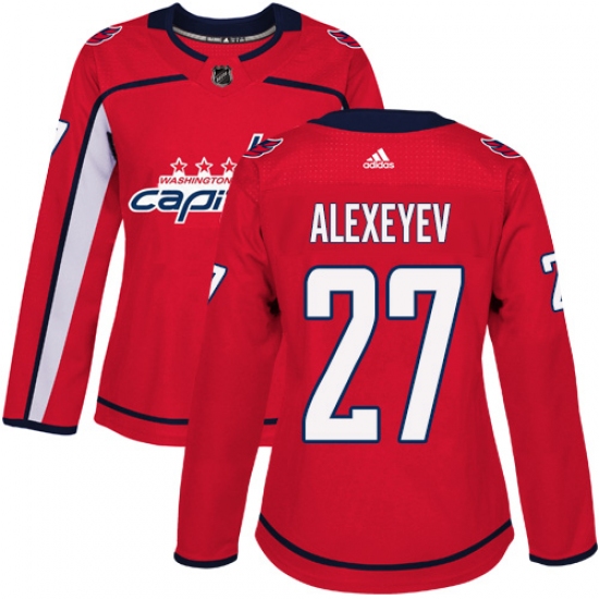 Women's Adidas Washington Capitals #27 Alexander Alexeyev Authentic Red Home NHL Jersey - Ujersey
