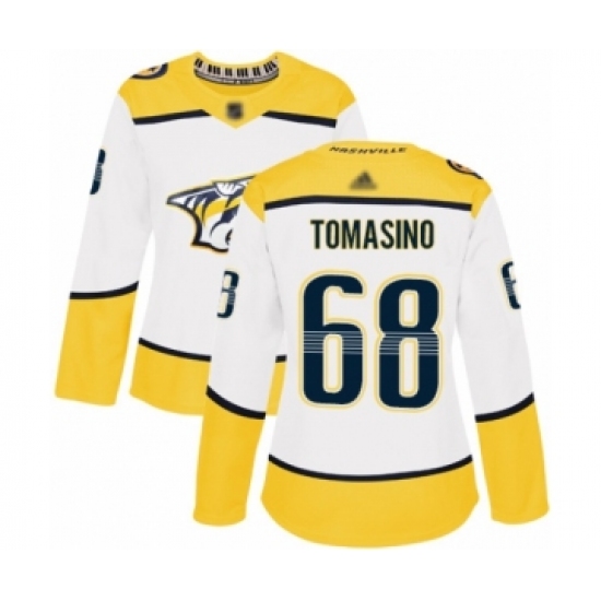 Women's Nashville Predators #68 Philip Tomasino Authentic White Away Hockey Jersey - Ujersey