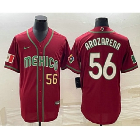 Men's Mexico Baseball #56 Randy Arozarena Number 2023 Red World Classic Stitched Jersey12