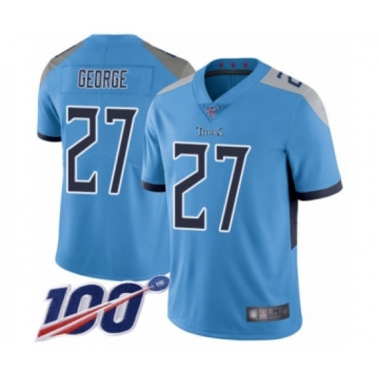 Men's Tennessee Titans #27 Eddie George Light Blue Alternate Vapor Untouchable Limited Player 100th Season Football Jersey - Ujersey