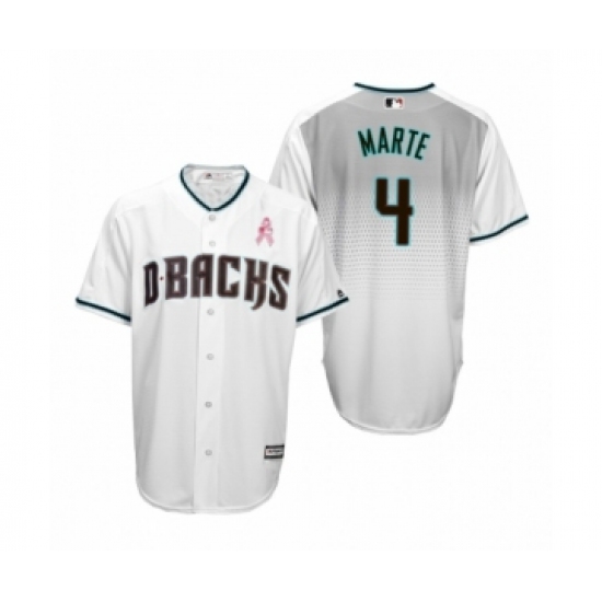 Men's Ketel Marte Arizona Diamondbacks #4 White Teal 2019 Mothers Day Cool Base Jersey - Ujersey