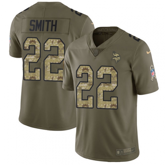 Youth Nike Minnesota Vikings #22 Harrison Smith Limited Olive/Camo 2017 Salute to Service NFL Jersey - Ujersey