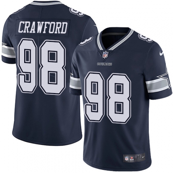 Men's Nike Dallas Cowboys #98 Tyrone Crawford Navy Blue Team Color Vapor Untouchable Limited Player NFL Jersey - Ujersey