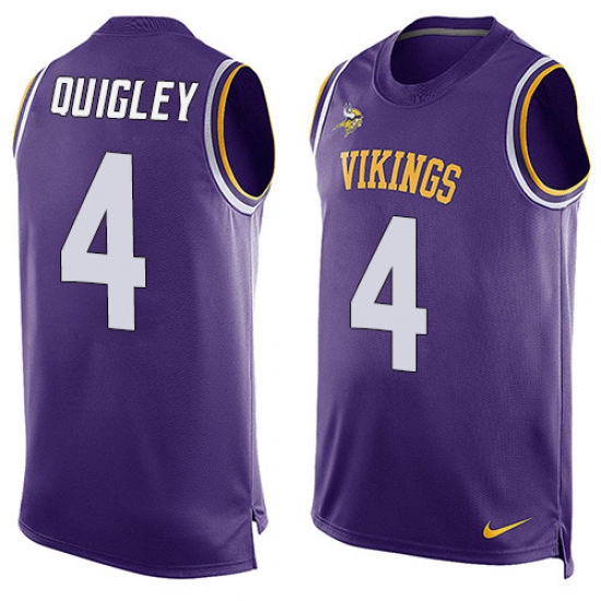 Men's Nike Minnesota Vikings #4 Ryan Quigley Limited Purple Player Name & Number Tank Top NFL Jersey