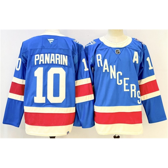 Men's New York Rangers #10 Artemi Panarin Blue 2025 With A Stitched Hockey Jersey - Ujersey