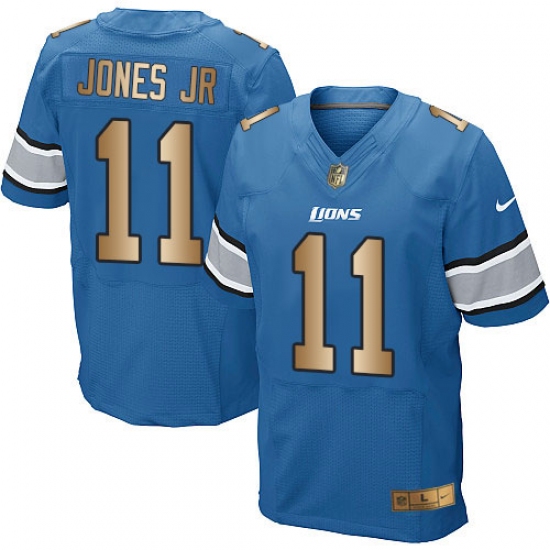 Men's Nike Detroit Lions #11 Marvin Jones Jr Elite Blue/Gold Team Color NFL Jersey - Ujersey