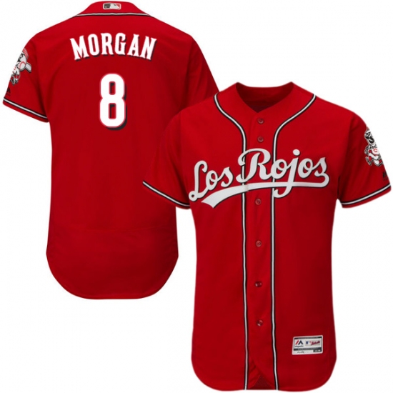 Men's Majestic Cincinnati Reds #8 Joe Morgan Red Los Rojos Flexbase Authentic Collection MLB Jersey - Ujersey