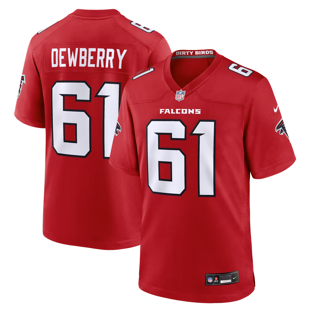 Men's Atlanta Falcons Kam Dewberry Nike Red Team Game Jersey