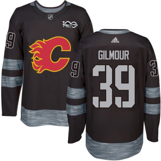 Men's Adidas Calgary Flames #39 Doug Gilmour Authentic Black 1917-2017 100th Anniversary NHL Jersey - Ujersey