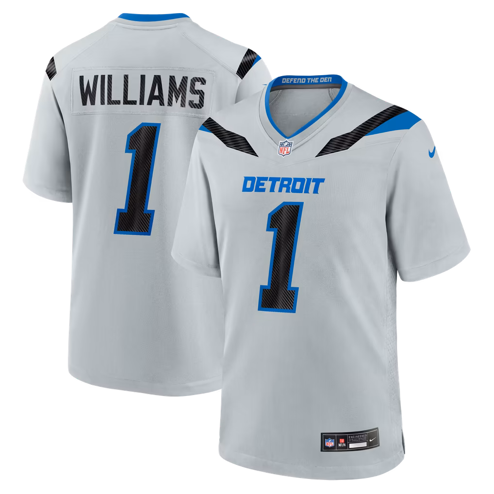 Men's Detroit Lions Jameson Williams Nike Silver 2026 Rivalries Collection Game Jersey - Ujersey