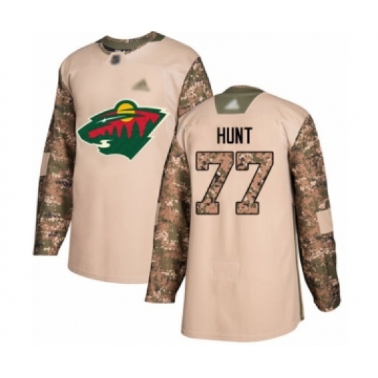 Men's Minnesota Wild #77 Brad Hunt Authentic Camo Veterans Day Practice Hockey Jersey