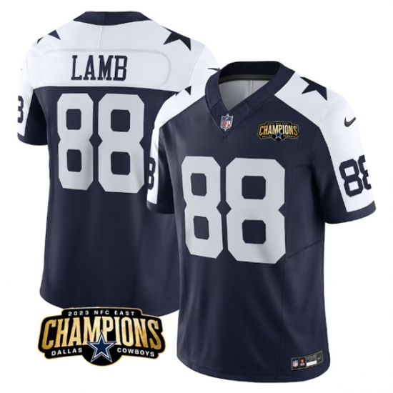Men's Dallas Cowboys #88 CeeDee Lamb Navy White 2023 F.U.S.E. NFC East Champions Football Stitched Jersey - Ujersey