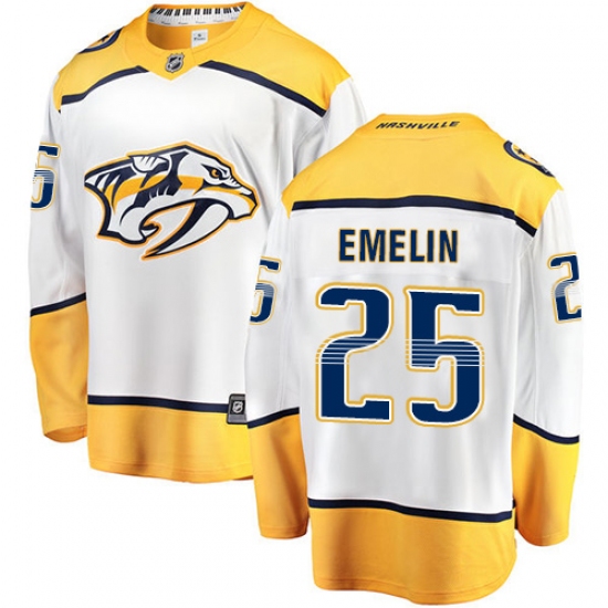 Youth Nashville Predators #25 Alexei Emelin Fanatics Branded White Away Breakaway NHL Jersey