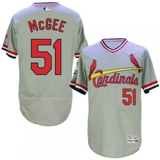 Men's Majestic St. Louis Cardinals #51 Willie McGee Grey Flexbase Authentic Collection Cooperstown MLB Jersey - Ujersey