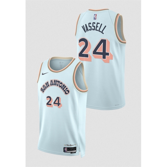 Men's San Antonio Spurs #24 Devin Vassell Light Blue 2024-25 City Edition Stitched Basketball Jersey - Ujersey