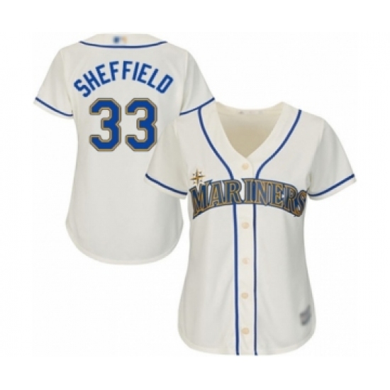 Women's Seattle Mariners #33 Justus Sheffield Authentic Cream Alternate Cool Base Baseball Player Jersey - Ujersey