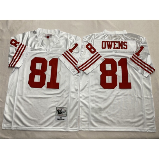 Men's New York Giants #81 Terrell Owens White Throwback Football Stitched Jersey - Ujersey