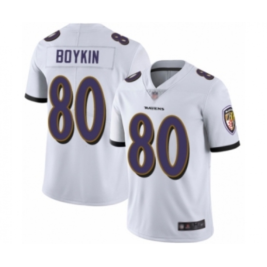 Men's Baltimore Ravens #80 Miles Boykin White Vapor Untouchable Limited Player Football Jersey - Ujersey