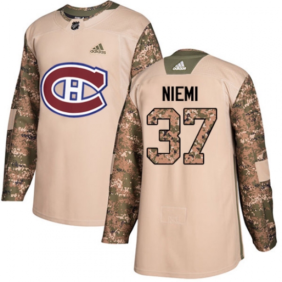 Youth Adidas Montreal Canadiens #37 Antti Niemi Authentic Camo Veterans Day Practice NHL Jerseyy - Ujersey