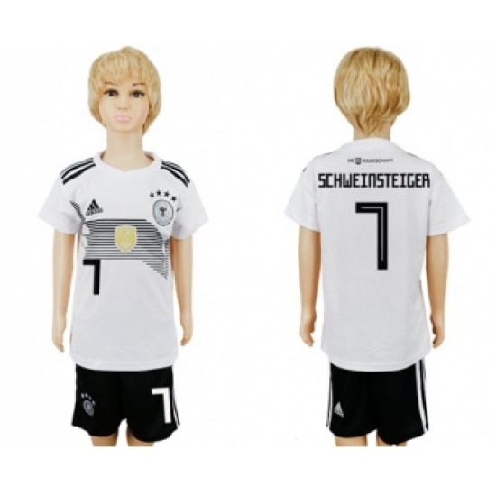 Germany #7 Schweinsteiger White Home Kid Soccer Country Jersey