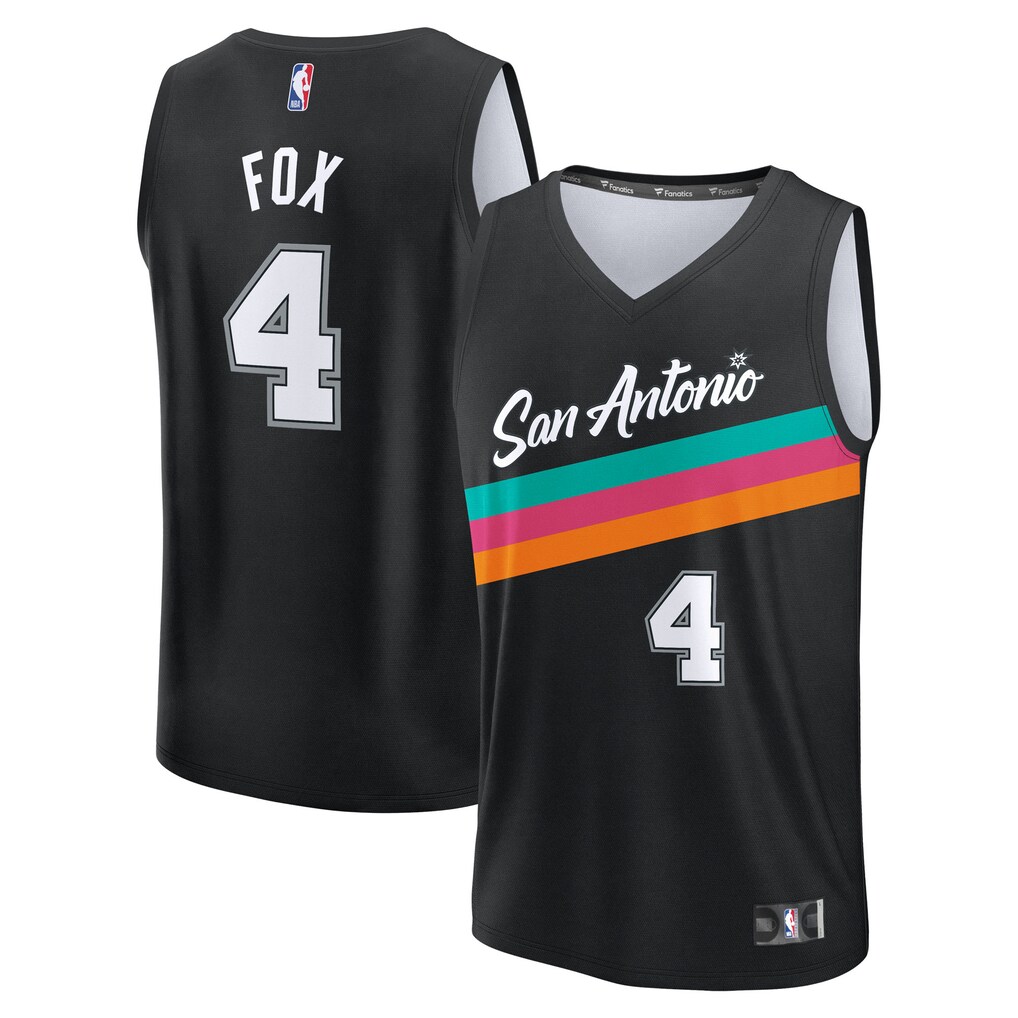 Men's San Antonio Spurs De'Aaron Fox Fanatics Black 2025/26 City Edition Fast Break Jersey