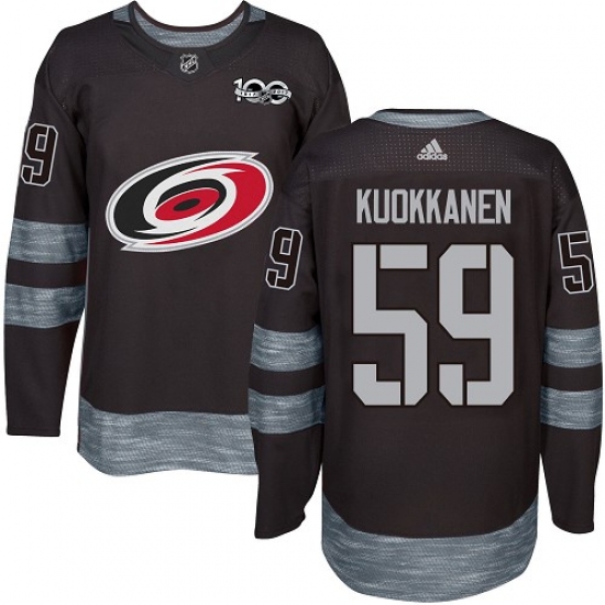 Men's Adidas Carolina Hurricanes #59 Janne Kuokkanen Authentic Black 1917-2017 100th Anniversary NHL Jersey - Ujersey
