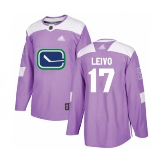 Men's Vancouver Canucks #17 Josh Leivo Authentic Purple Fights Cancer Practice Hockey Jersey - Ujersey
