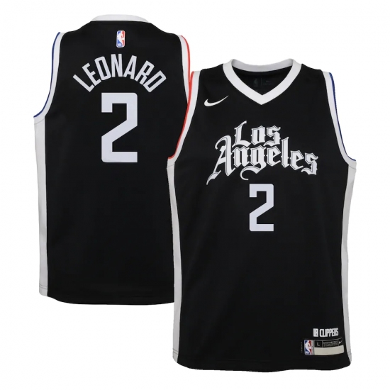 Youth LA Clippers #2 Kawhi Leonard Nike Black 2020-21 Swingman Jersey - Ujersey