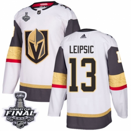 Men's Adidas Vegas Golden Knights #13 Brendan Leipsic Authentic White Away 2018 Stanley Cup Final NHL Jersey - Ujersey