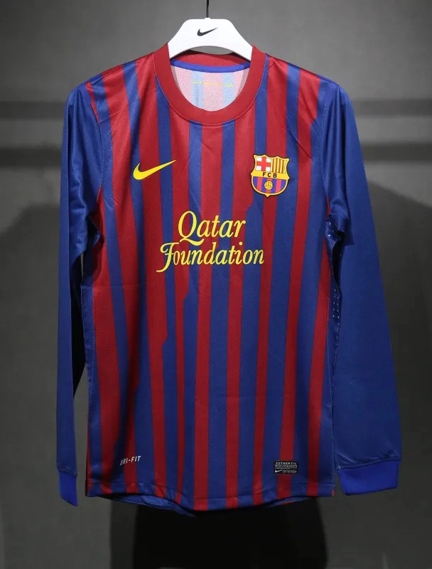 Barcelona Retro Jersey Home Long Sleeve Soccer Shirt 2011-12