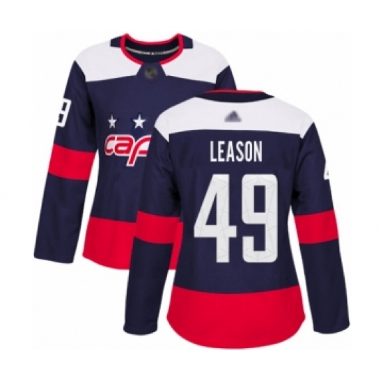 Women's Washington Capitals #49 Brett Leason Authentic Navy Blue 2018 Stadium Series Hockey Jersey - Ujersey