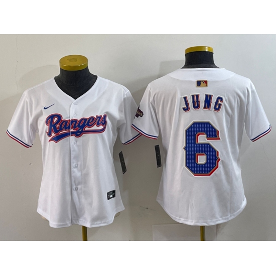Women's Texas Rangers #6 Josh Jung White 2024 Gold Collection Limited Cool Base Jersey - Ujersey