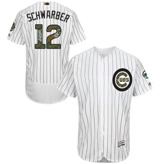 Men's Majestic Chicago Cubs #12 Kyle Schwarber Authentic White 2016 Memorial Day Fashion Flex Base MLB Jersey - Ujersey