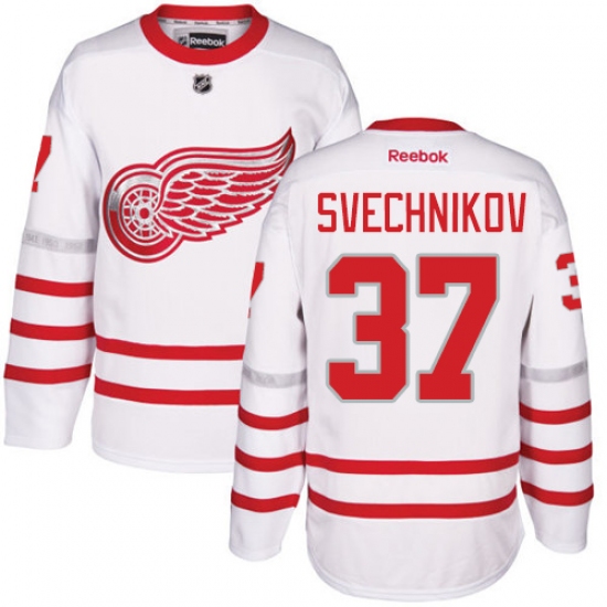 Men's Reebok Detroit Red Wings #37 Evgeny Svechnikov Authentic White 2017 Centennial Classic NHL Jersey - Ujersey