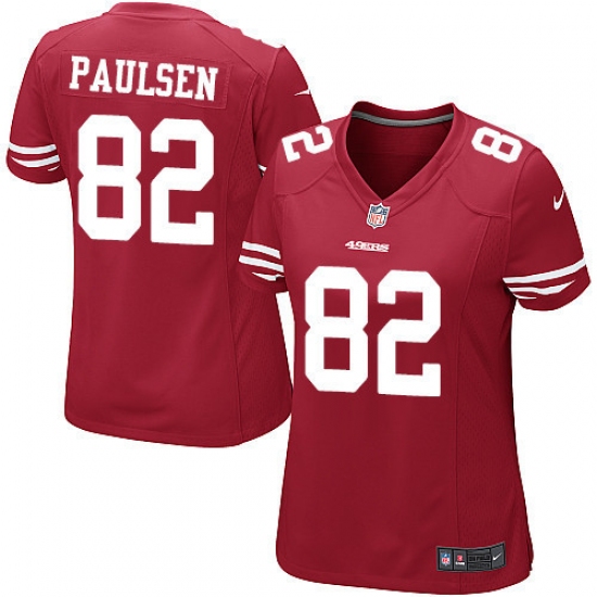 Women's Nike San Francisco 49ers #82 Logan Paulsen Game Red Team Color NFL Jersey - Ujersey