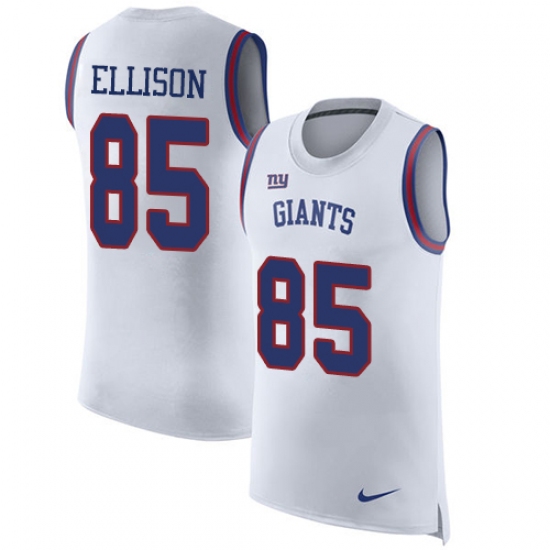 Men's Nike New York Giants #85 Rhett Ellison Limited White Rush Player Name & Number Tank Top NFL Jersey - Ujersey