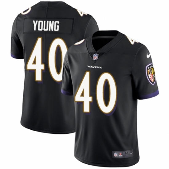 Men's Nike Baltimore Ravens #40 Kenny Young Black Alternate Vapor Untouchable Limited Player NFL Jersey - Ujersey
