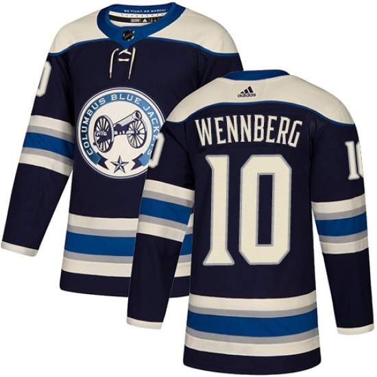 Men's Adidas Columbus Blue Jackets #10 Alexander Wennberg Authentic Navy Blue Alternate NHL Jersey - Ujersey
