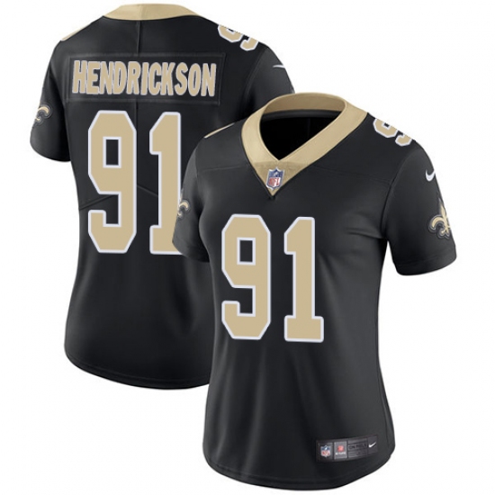 Women's Nike New Orleans Saints #91 Trey Hendrickson Black Team Color Vapor Untouchable Limited Player NFL Jersey - Ujersey