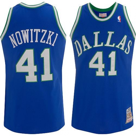 Men's Mitchell and Ness Dallas Mavericks #41 Dirk Nowitzki Swingman Blue Throwback NBA Jersey - Ujersey