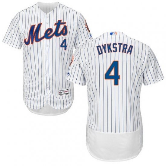 Men's Majestic New York Mets #4 Lenny Dykstra White Home Flex Base Authentic Collection MLB Jersey - Ujersey