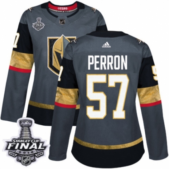 Women's Adidas Vegas Golden Knights #57 David Perron Authentic Gray Home 2018 Stanley Cup Final NHL Jersey - Ujersey