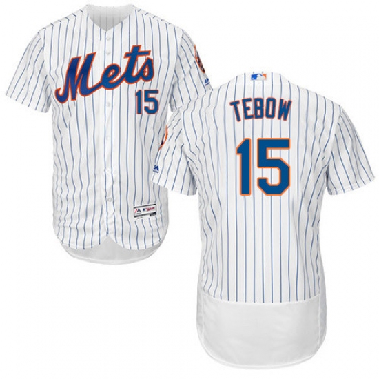 Men's Majestic New York Mets #15 Tim Tebow White Flexbase Authentic Collection MLB Jersey - Ujersey